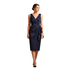 Atelier Danielle Size 12 Navy Ruffle Wrap Special Occasion Dress NWT